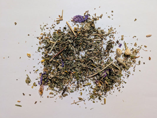 Dry herbs and flowers on a white background